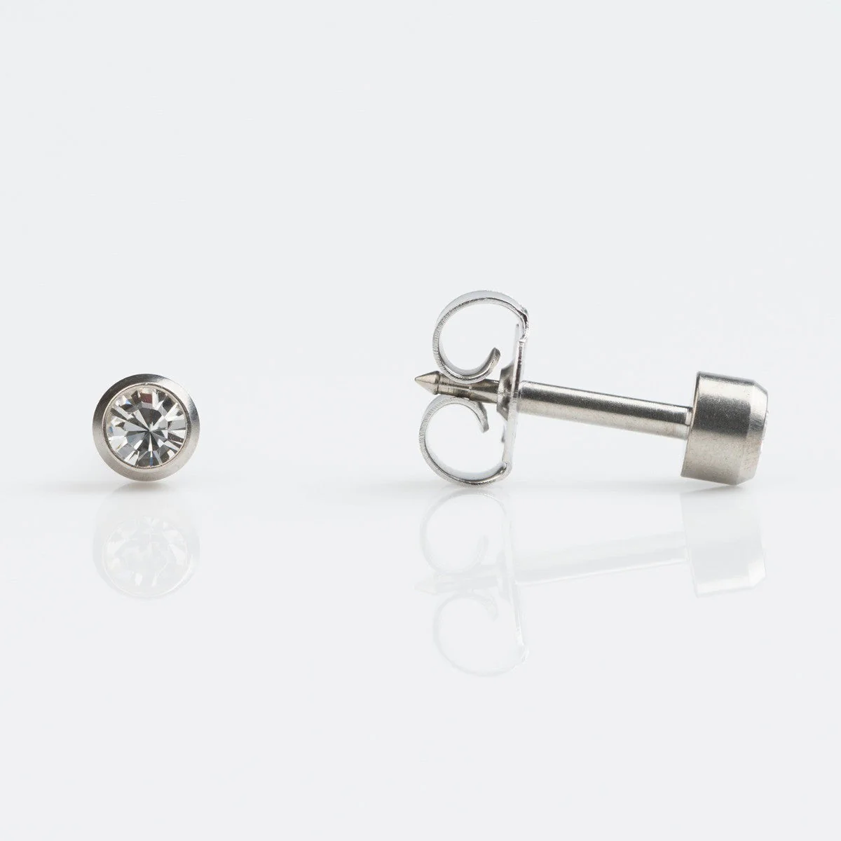Studex Regular Polished Titanium Bezel April Studs - Pack of 12