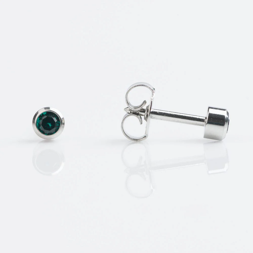 Studex Regular Stainless Emerald (May) Bezel Studs - Pack of 12