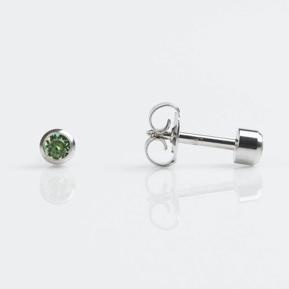 Studex Regular Stainless Peridot (August) Bezel Studs - Pack of 12
