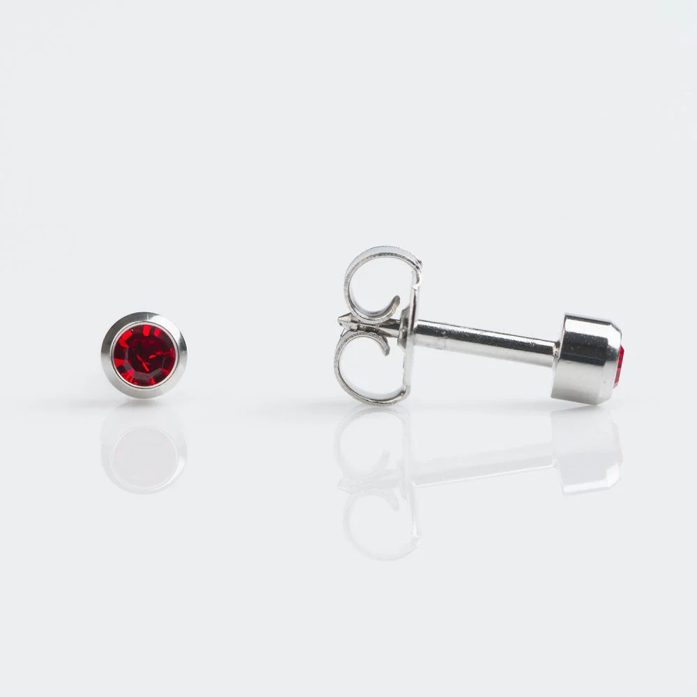 Studex Regular Stainless Ruby (July) Bezel Studs - Pack of 12