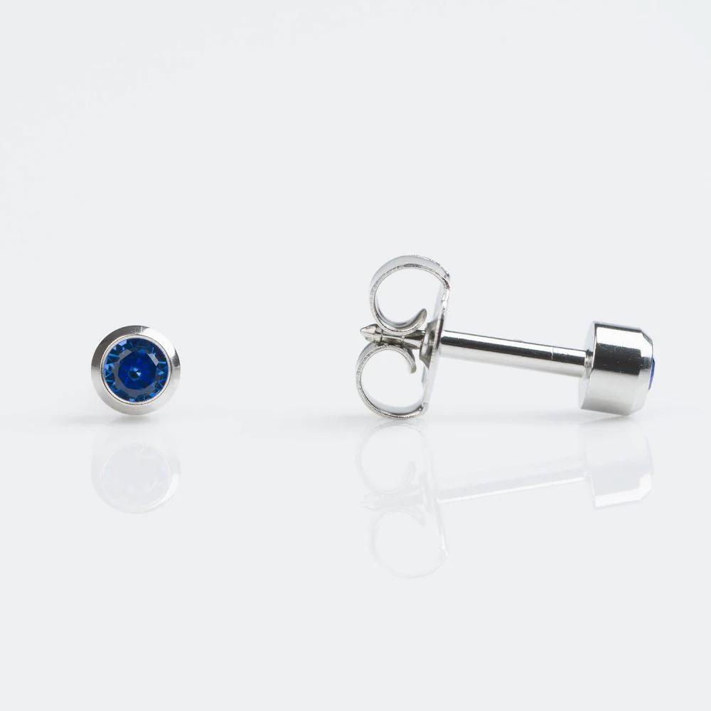 Studex Regular Stainless Sapphire (September) Bezel Studs - Pack of 12