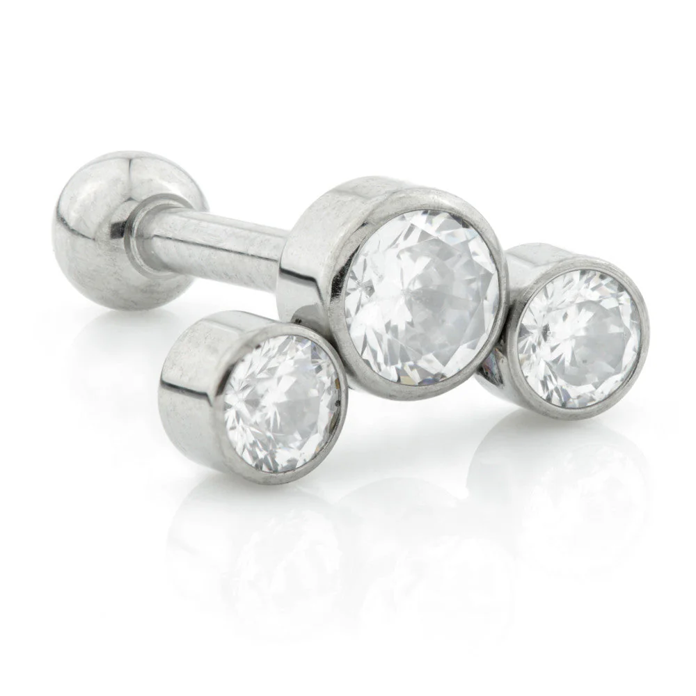 Threadless Ti Barbell with Triple Gem Attachment