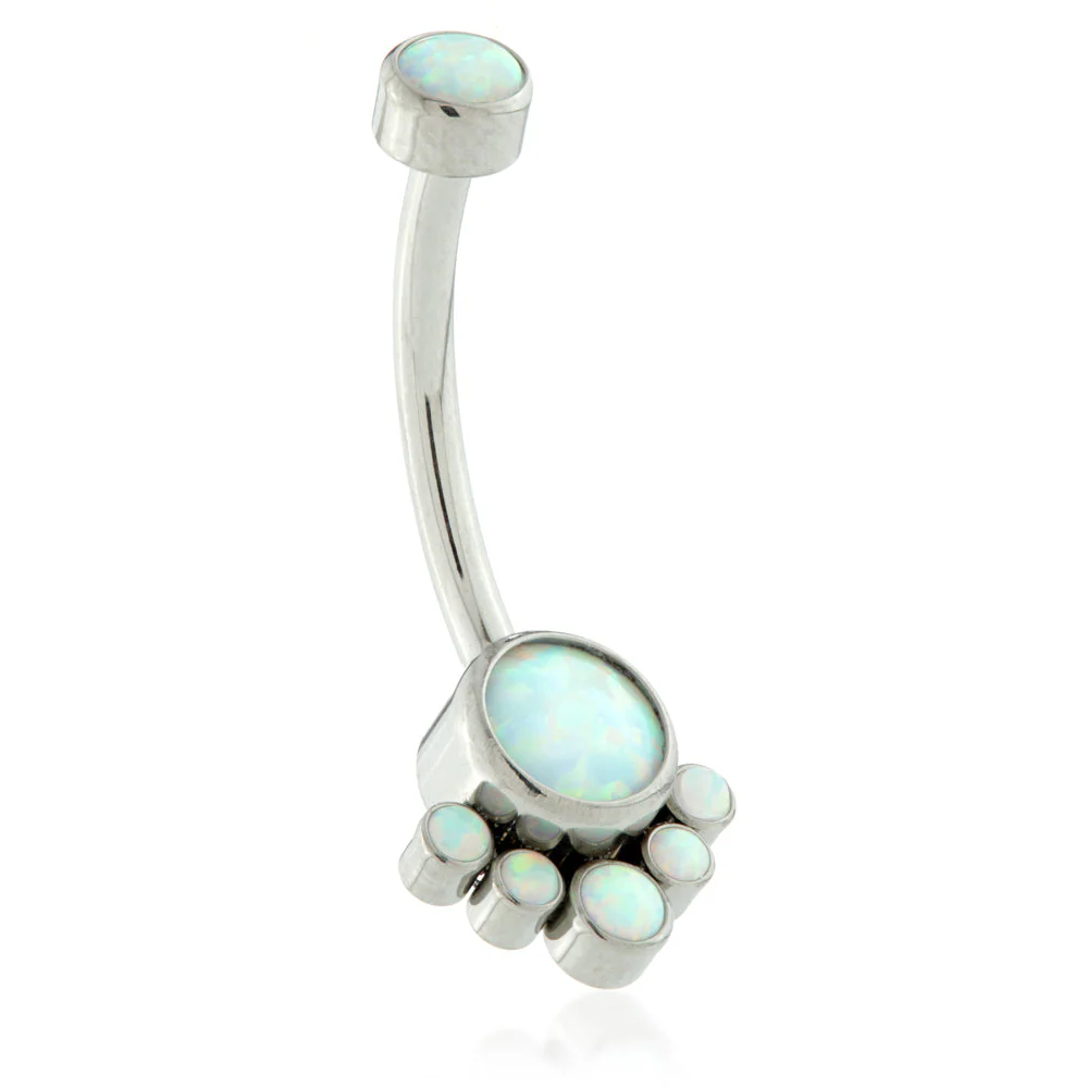 Threadless Ti Double Opal Navel With 6 Opal Cluster - Image 2