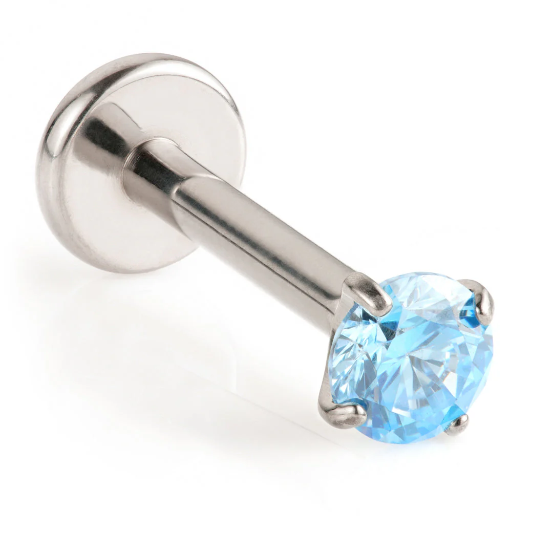 Threadless Ti Micro Labret with Pop In Prong Set Gem - Image 3