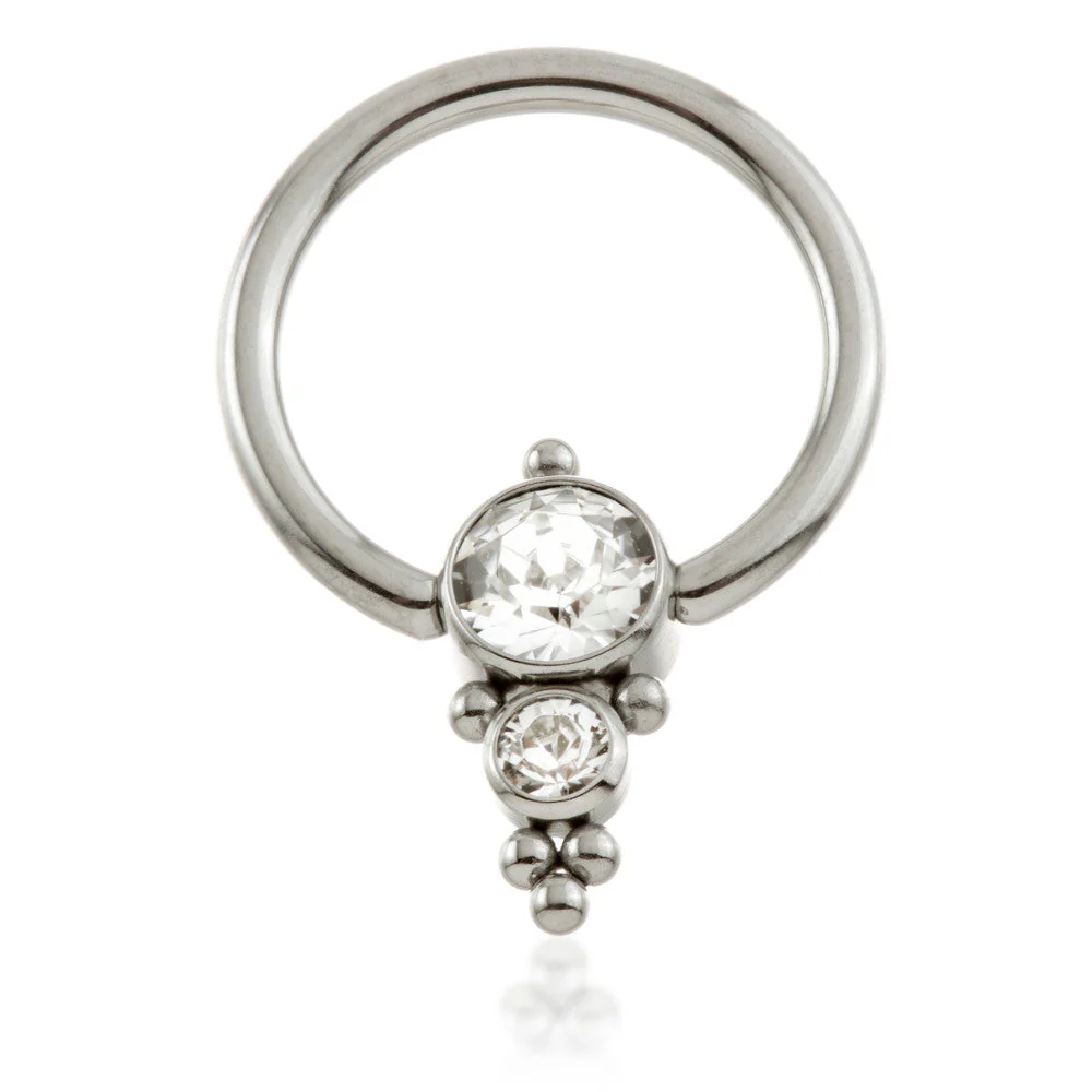 Ti BCR with 2 Cluster Gem Flat Disk 1.2mm