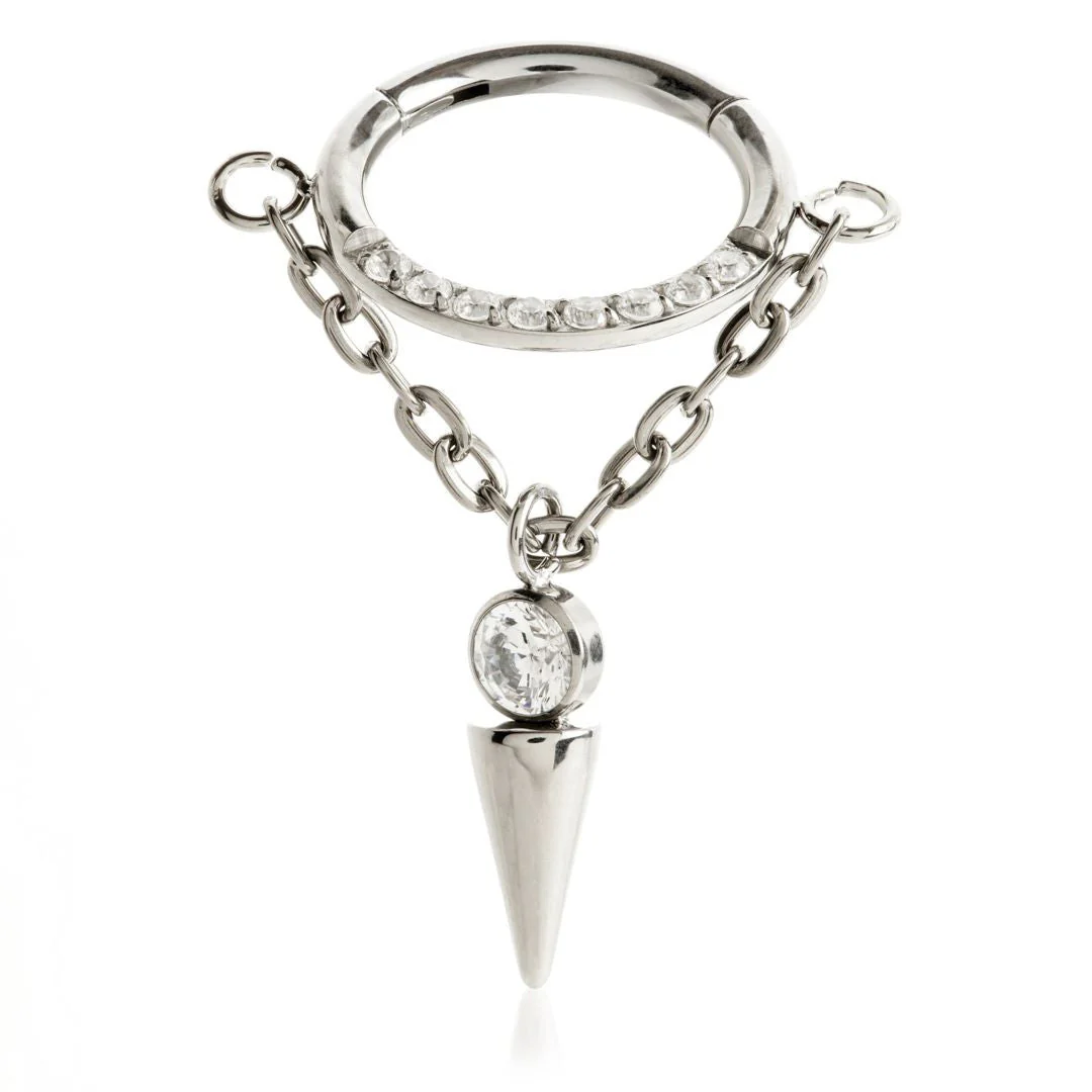 Ti Couture Bezel Gem Cone Hinged Ring