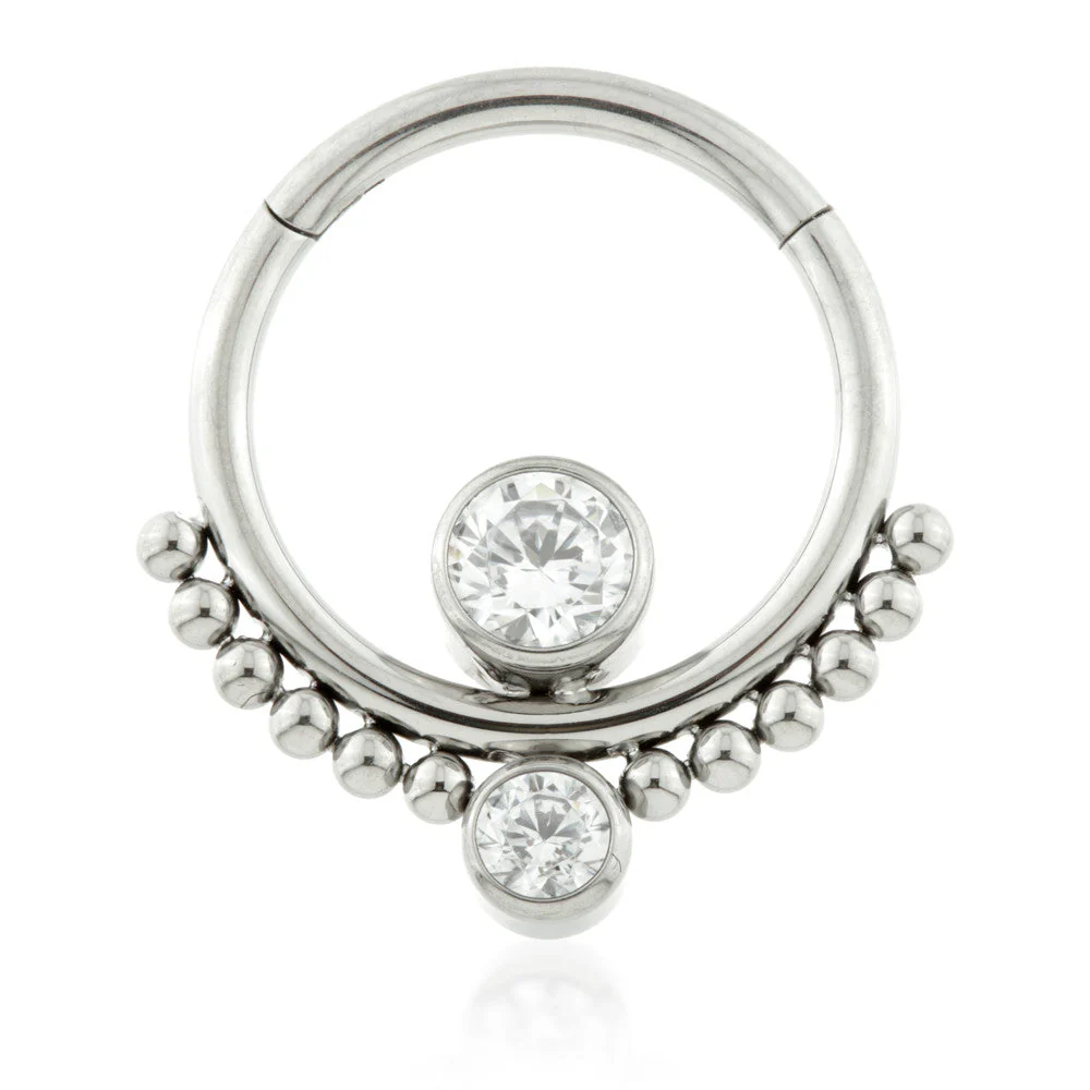 Ti Couture Double Gem Ball Hinged Ring