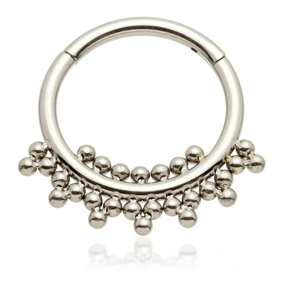 Ti Couture Double Tribal Bead Cluster Hinged Ring