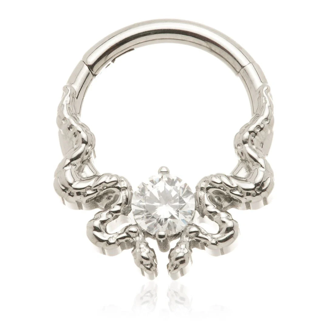 Ti Couture Dual Snake Gem Hinged Ring