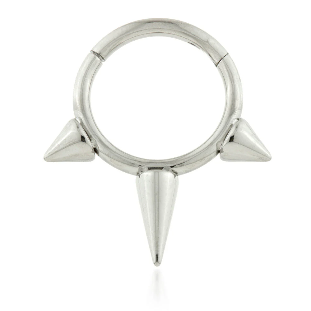 Ti Couture Front 3 Spike Hinged Daith Ring