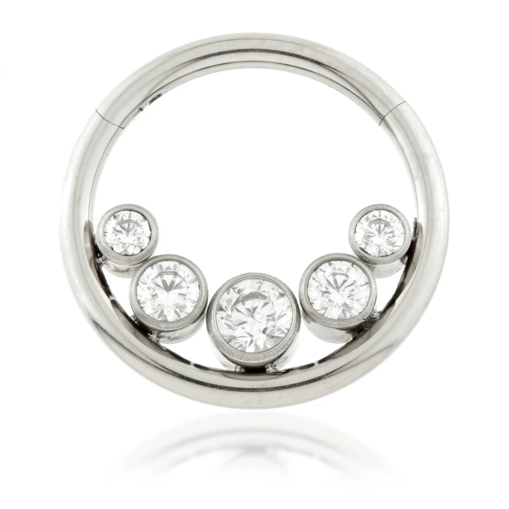 Ti Couture Front Facing 5 Gem Hinged Ring