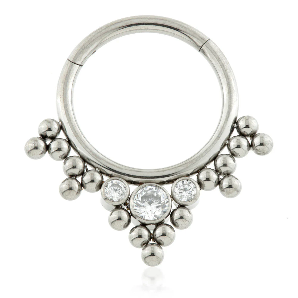 Ti Couture Front Facing Caeli Gem Cluster Ball Hinged Ring