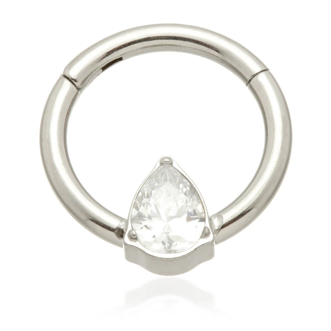 Ti Couture Front Facing Jewelled Pear Hinged Ring