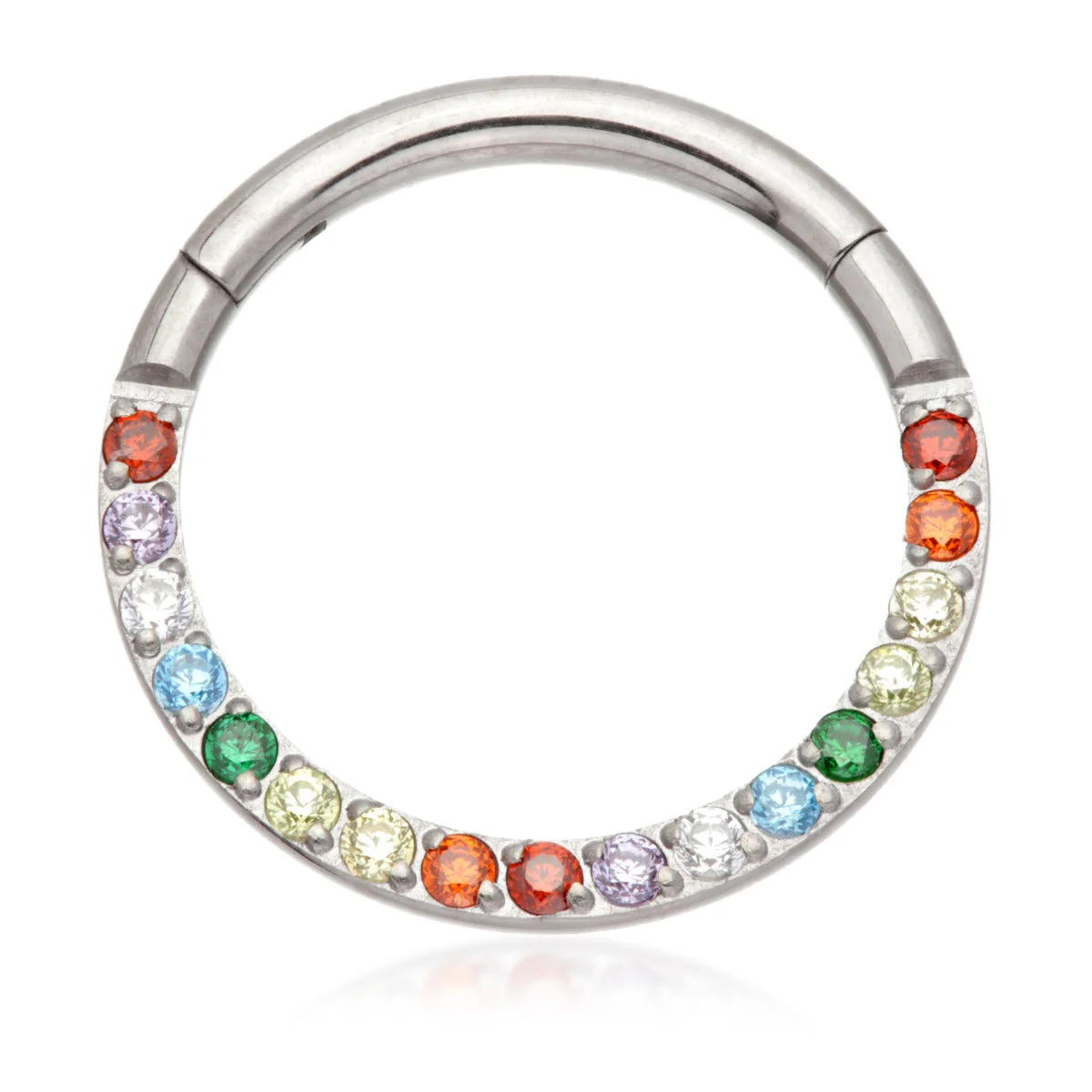 Ti Couture Front Facing Pave Gems Hinged Daith Ring - Image 4