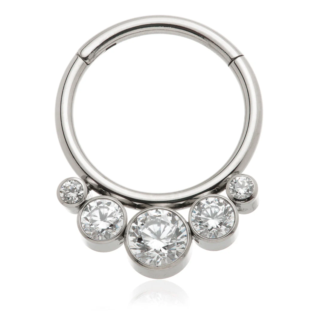 Ti Couture Front Facing Triple Bezel Hinged Ring