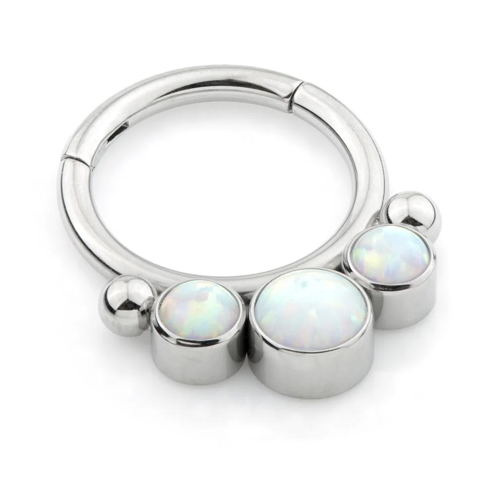 Ti Couture Front Facing Triple Bezel Opal Hinged Ring - Image 2