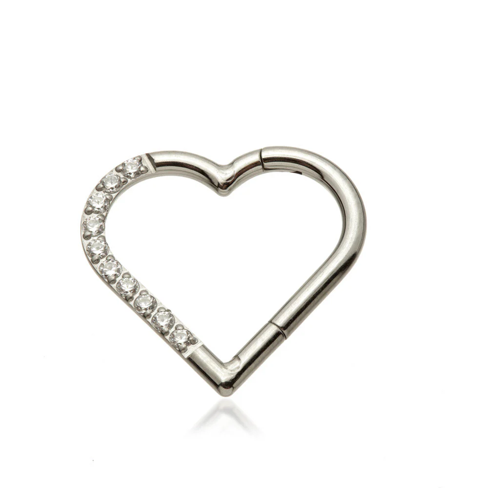 Ti Couture Half Pavé Heart Shaped Hinged Ring (Right Side only)
