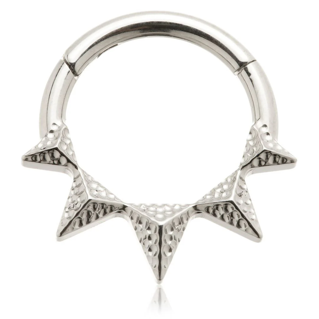 Ti Couture Hammered Spike Hinged Ring
