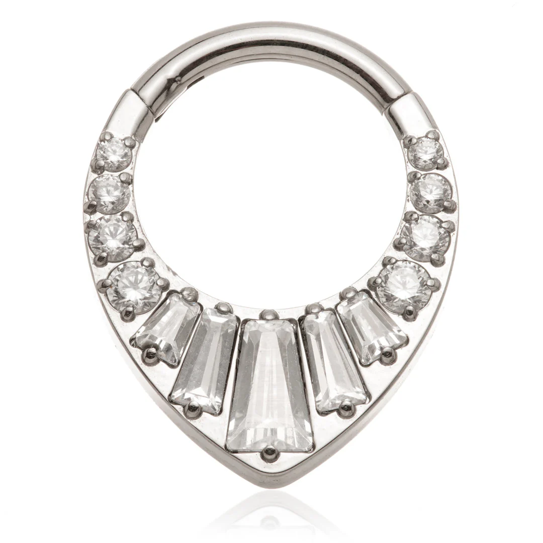 Ti Couture Hinged Ring with Baguette and Round Gems - Image 2