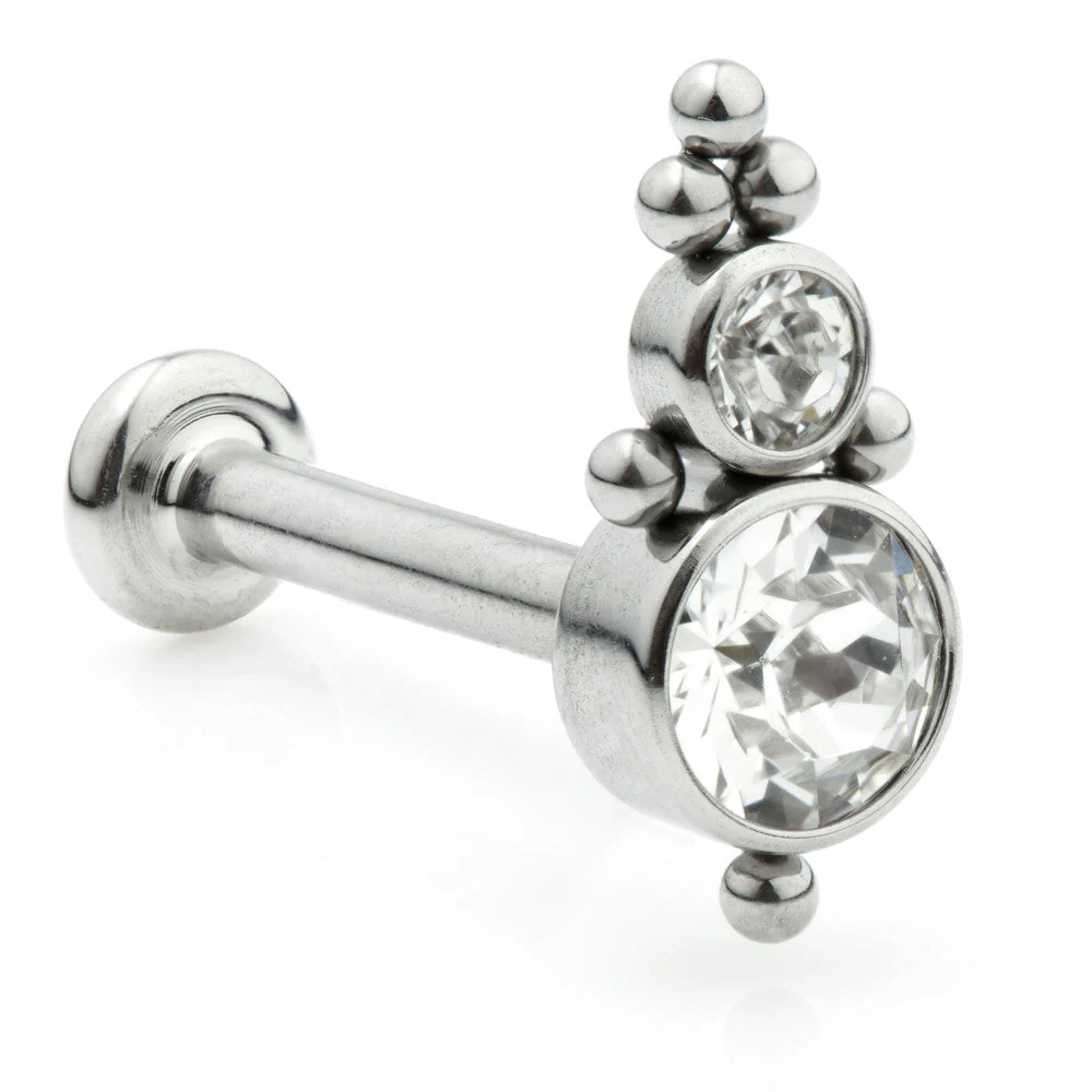 Ti Couture Internal Labrets 2 Gem Cluster 3mm Base 1.2mm (0.8mm)