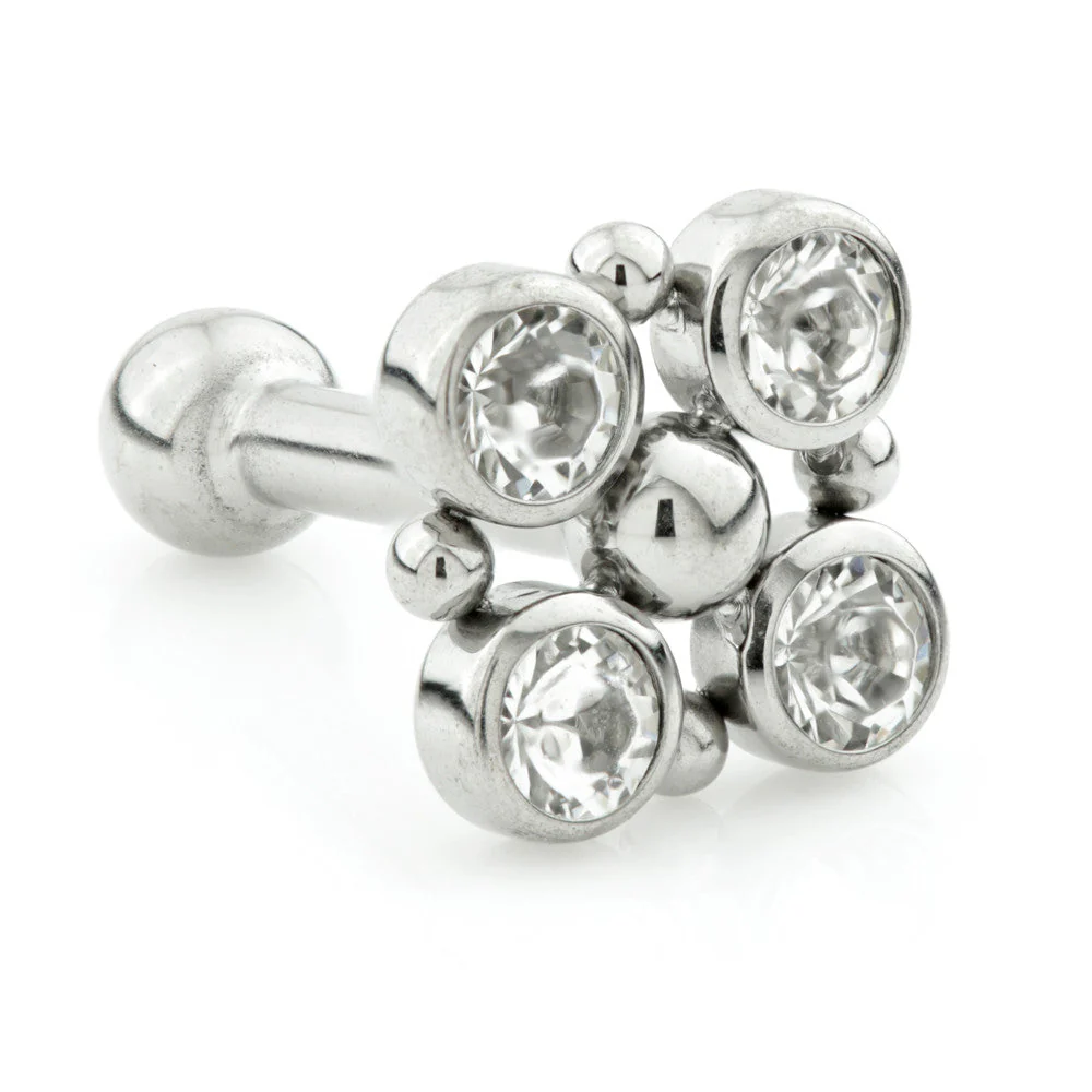 Ti Couture Internal Quad Gem Square Ti Microbar