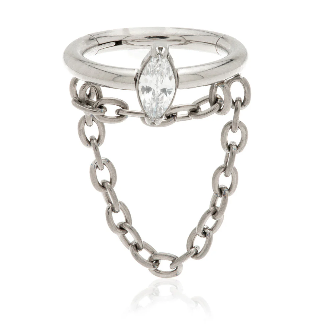 Ti Couture Marquise Hinge Ring With Double Chain
