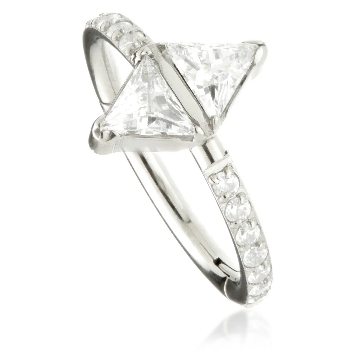 Ti Couture Pavé Double Trillian Cut Hinged Ring
