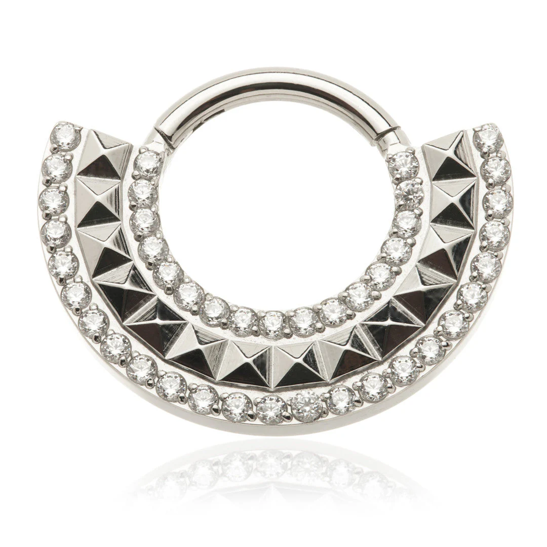 Ti Couture Square Cut Gem Surround Hinge Ring