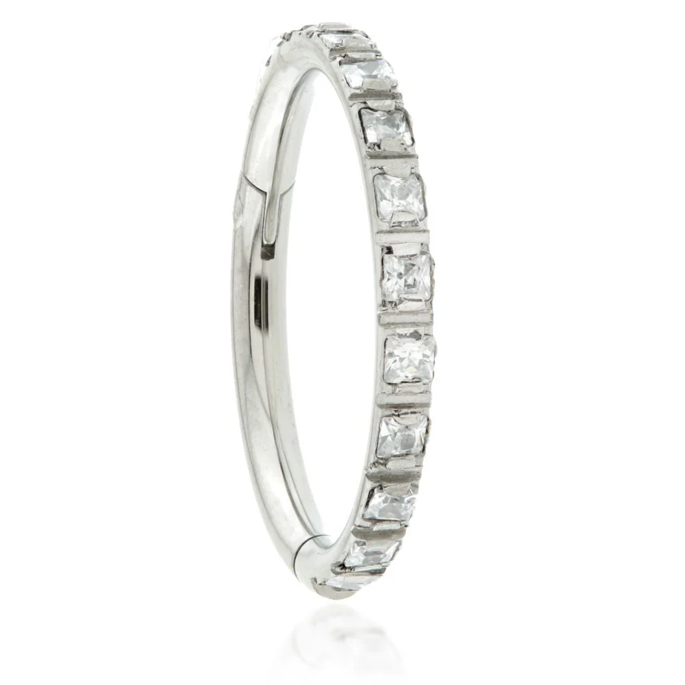 Ti Couture Square Gem Blaze Set Hinged Ring