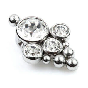Ti Couture Titanium 4 Cluster Gems Flat Clip In Disk