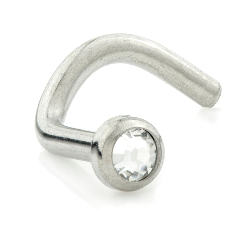 Ti Disk Crystal Gem Nose Stud UK Made - 0.9mm