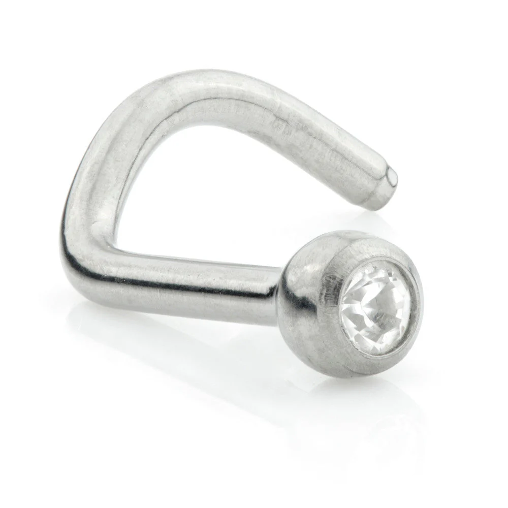 Ti Gem Nose Stud Long Length - 1mm-1.0-2-LR
