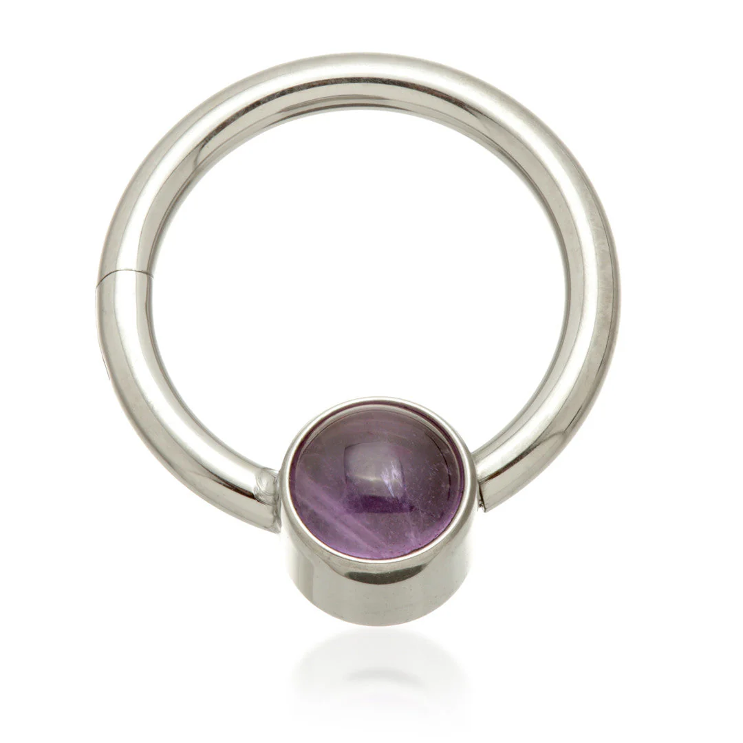 Ti Hinged Segment Ring with Amethyst Stone Disk