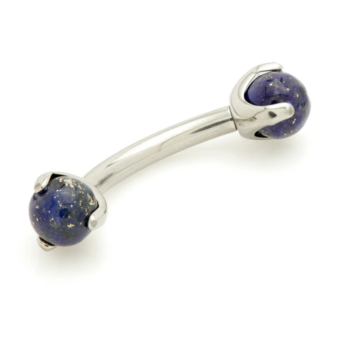Ti Internal Banana Bar with Double Gemtone Prong - Image 10