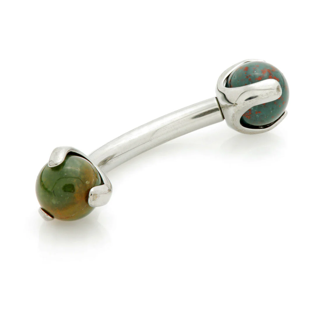 Ti Internal Banana Bar with Double Gemtone Prong - Image 15