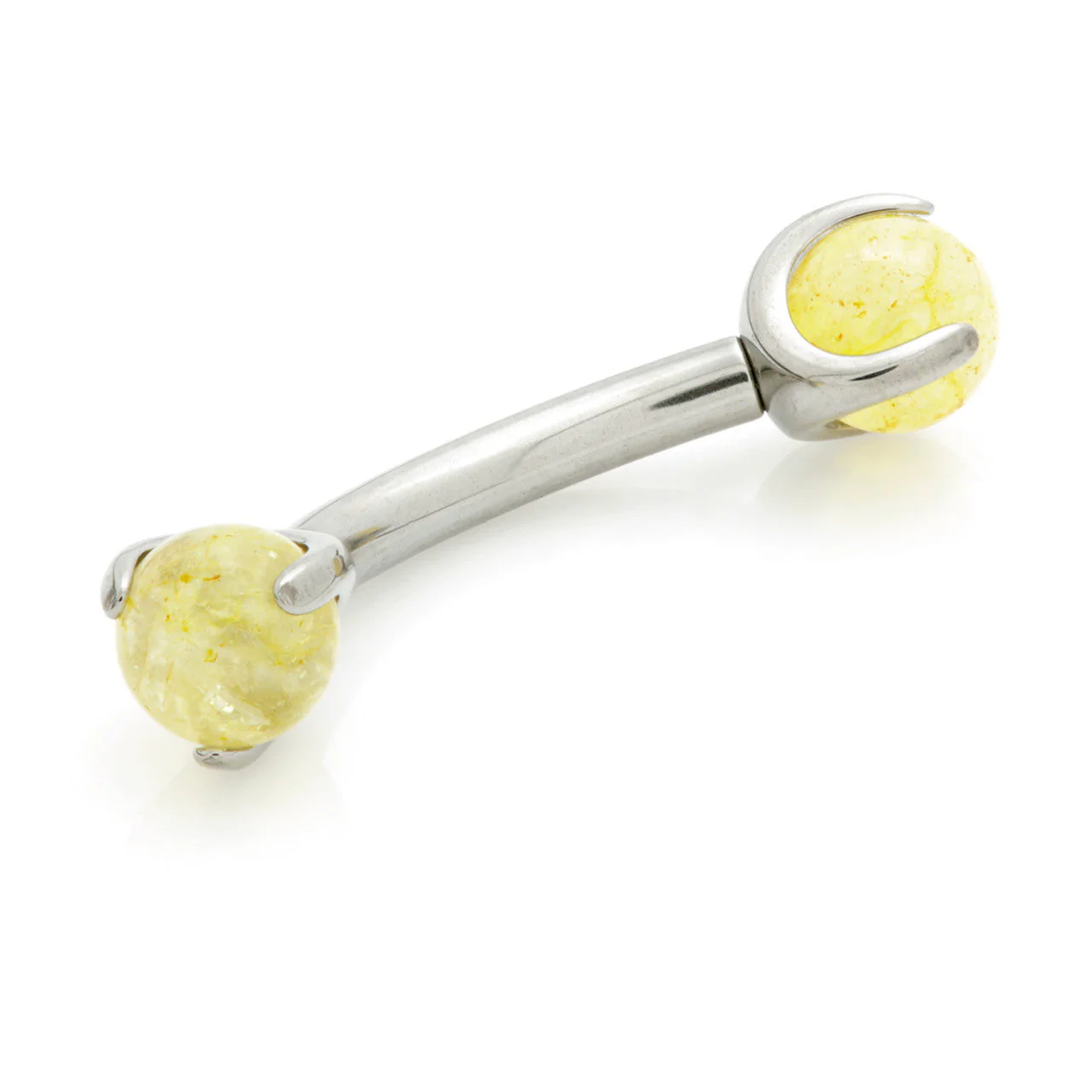 Ti Internal Banana Bar with Double Gemtone Prong - Image 2