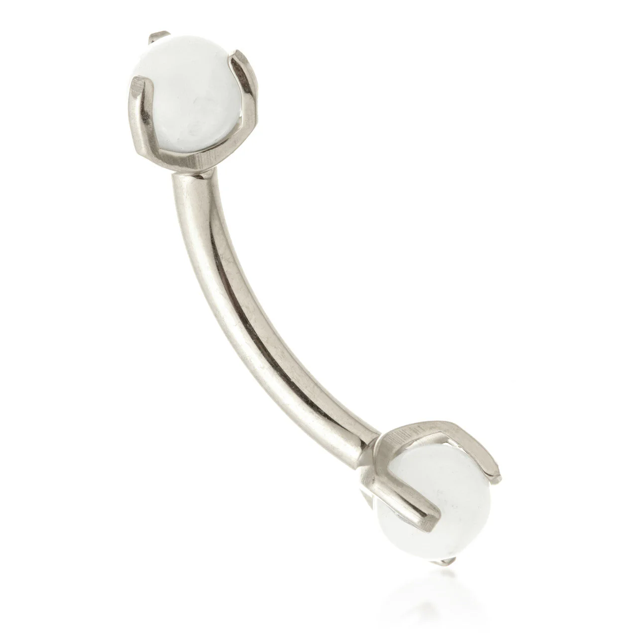 Ti Internal Banana Bar with Double Gemtone Prong - Image 5
