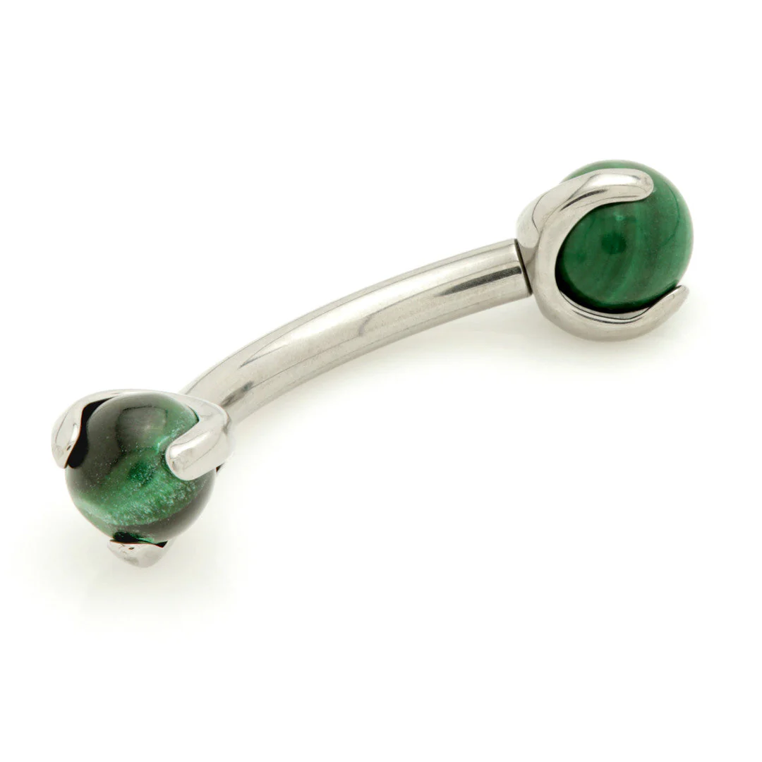 Ti Internal Banana Bar with Double Gemtone Prong - Image 7
