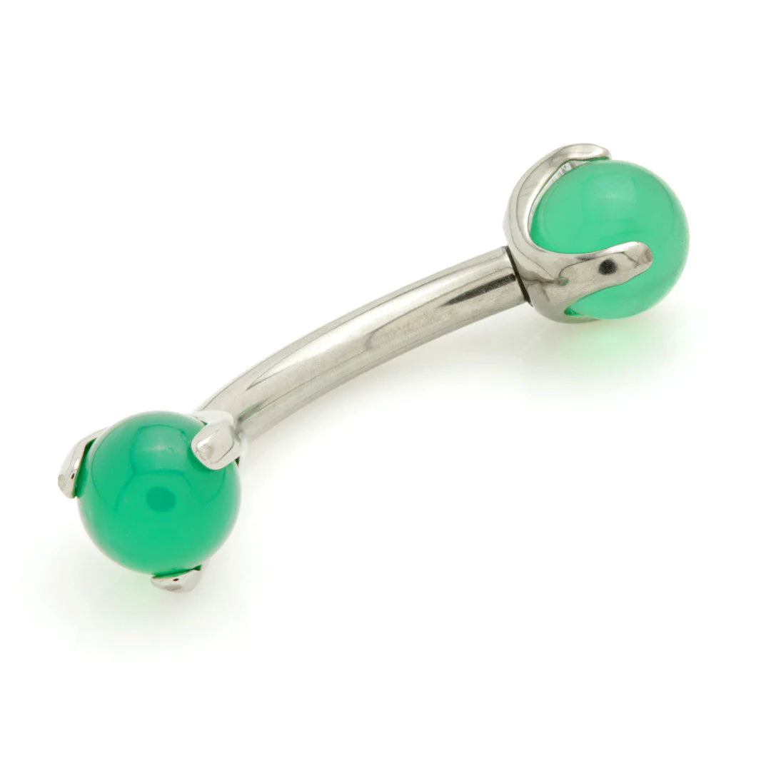 Ti Internal Banana Bar with Double Gemtone Prong - Image 9