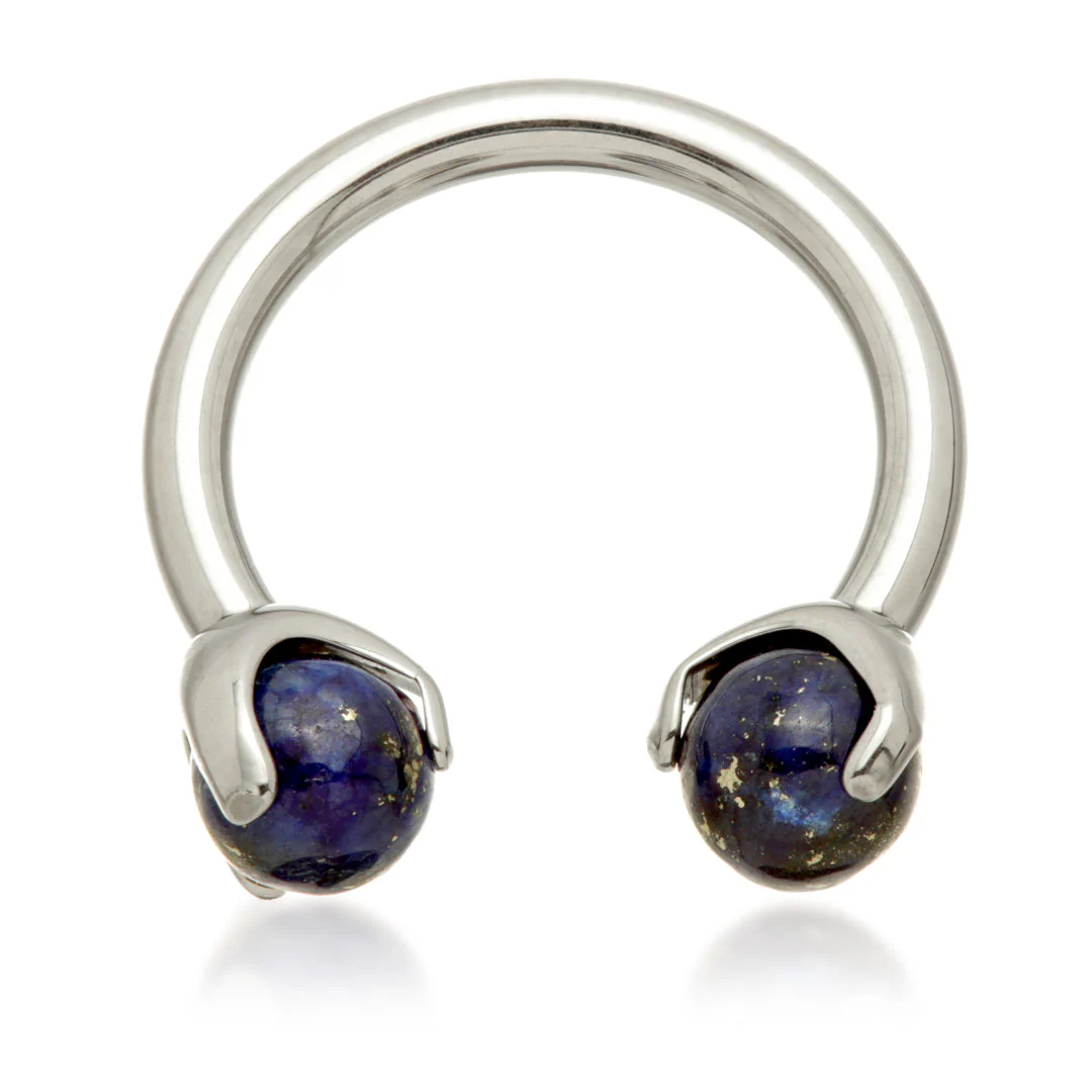 Ti Internal Circular Barbell with Double Semi Precious Stone Prong - Image 11