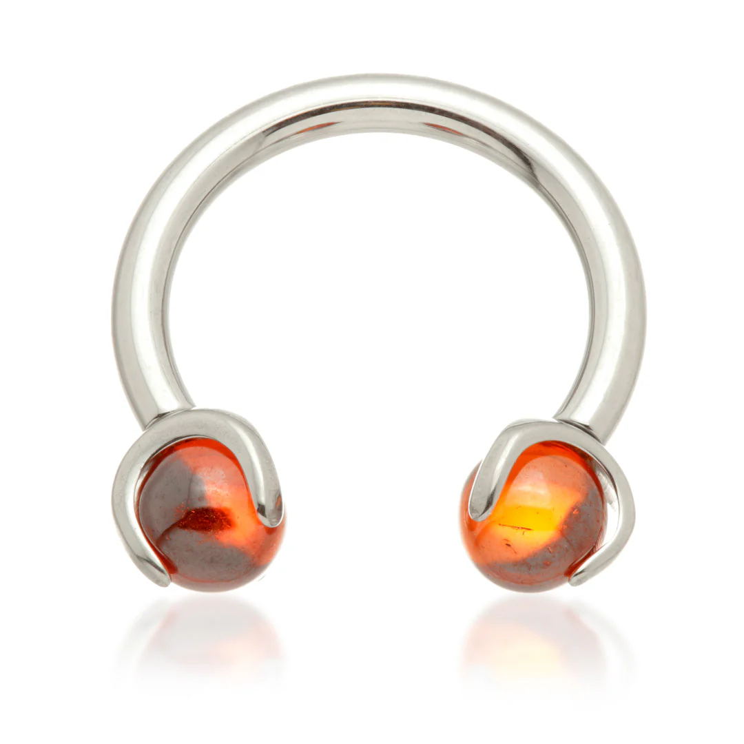 Ti Internal Circular Barbell with Double Semi Precious Stone Prong - Image 12