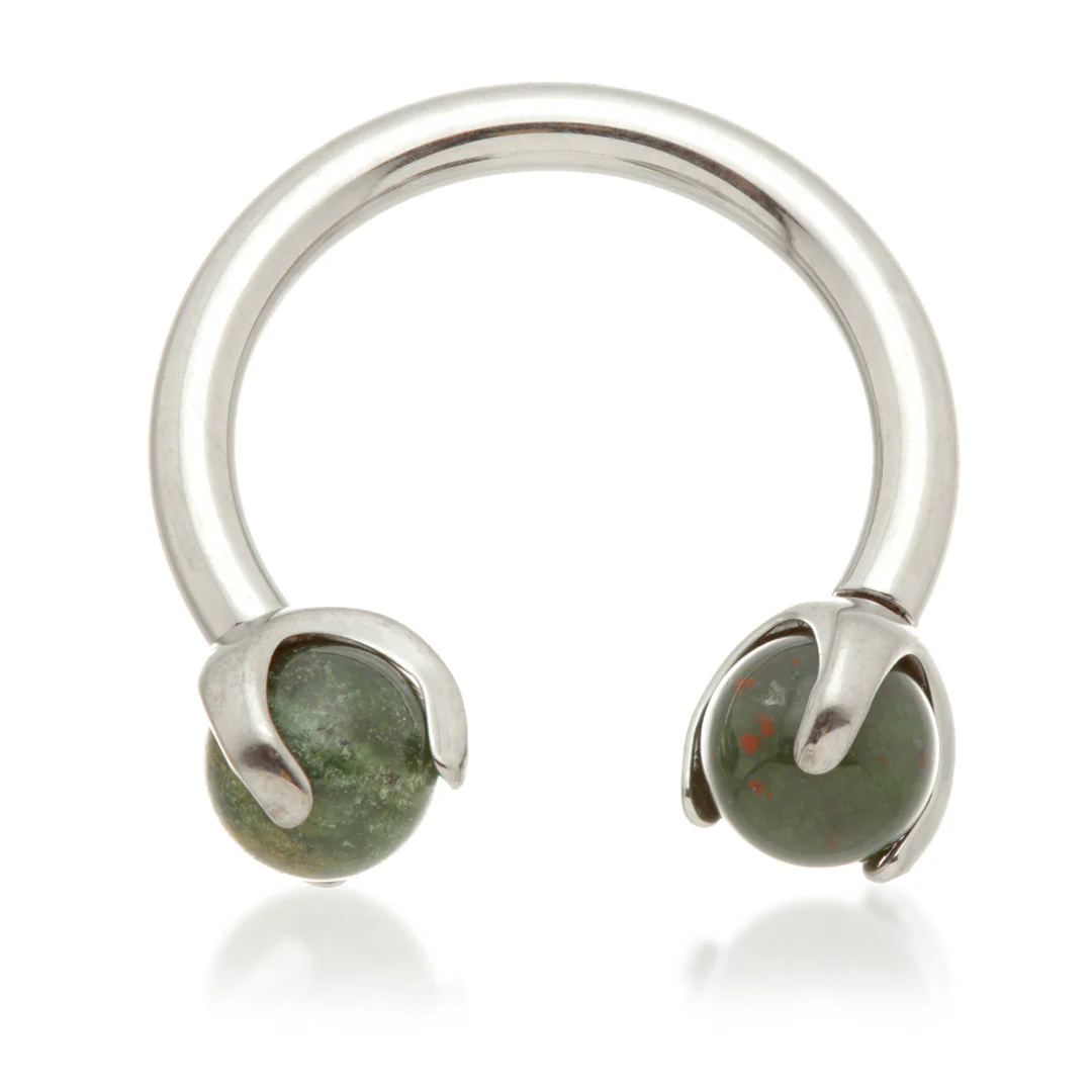 Ti Internal Circular Barbell with Double Semi Precious Stone Prong - Image 14