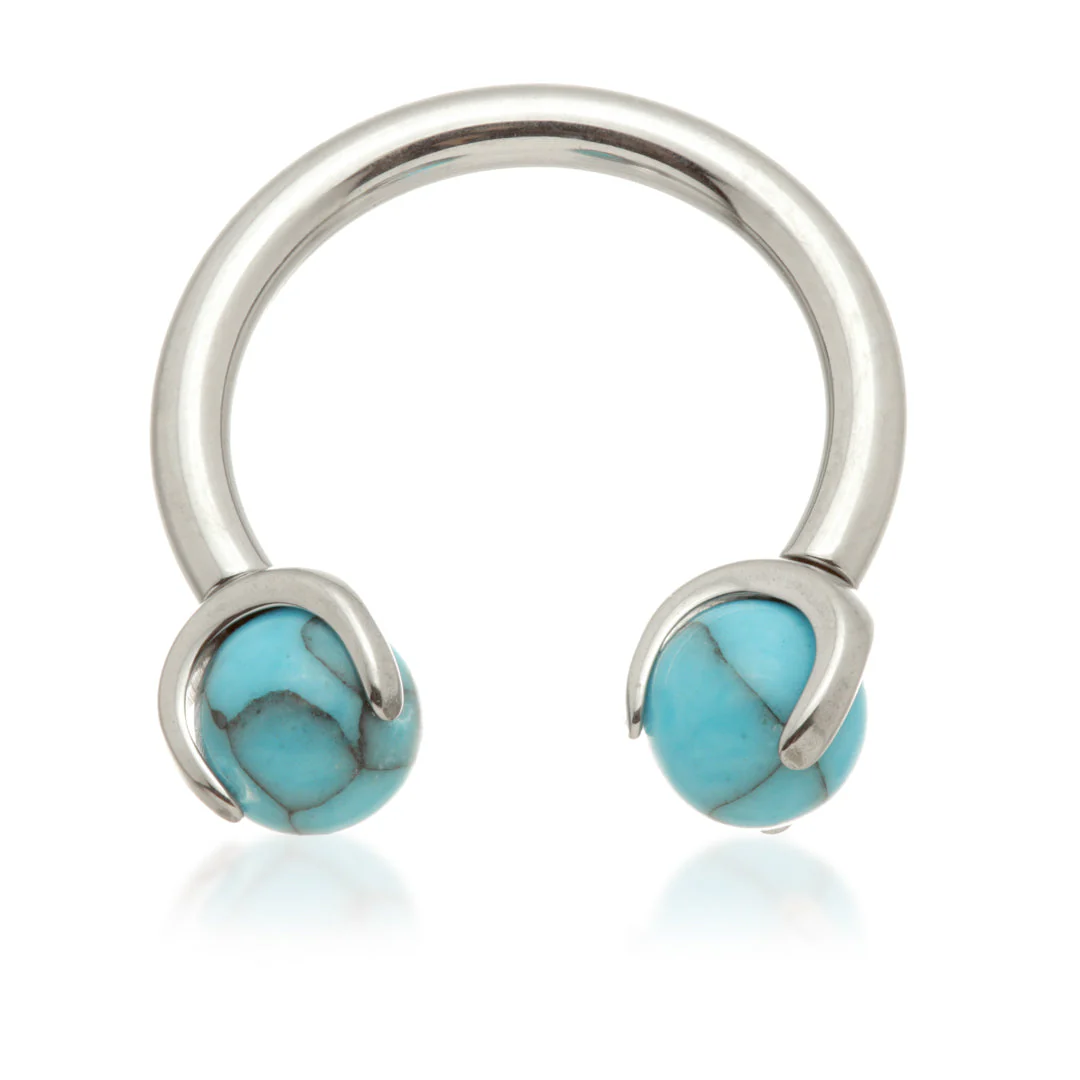 Ti Internal Circular Barbell with Double Semi Precious Stone Prong - Image 3