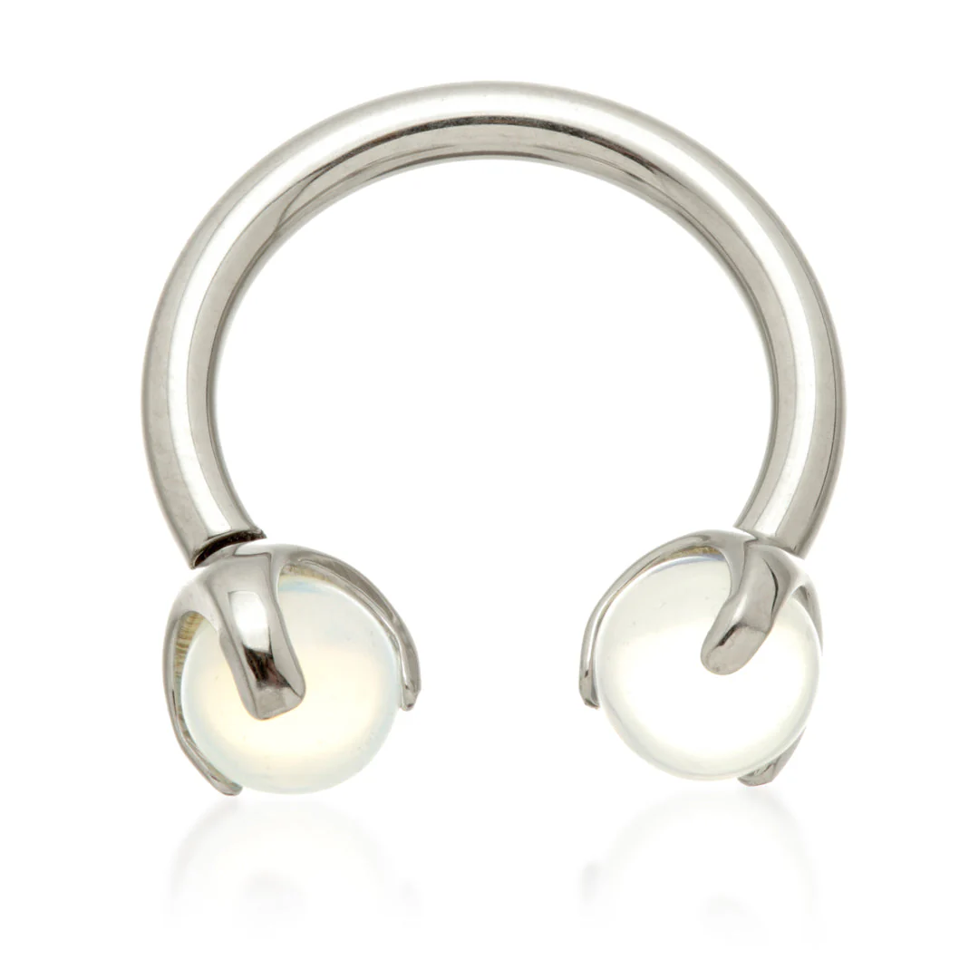 Ti Internal Circular Barbell with Double Semi Precious Stone Prong - Image 8