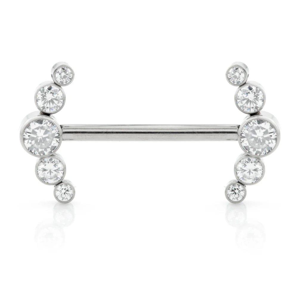 Ti Internal Forward Facing Double Crescent Jewelled Barbell