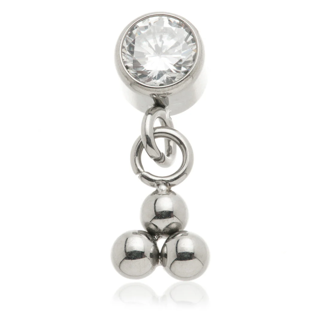 Ti Internal Gem with Hanging Trinity Charm