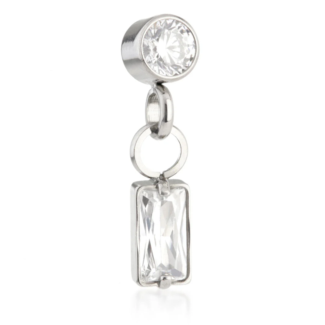 Ti Internal Jewelled Bezel Attachment with Hanging Baguette Charm