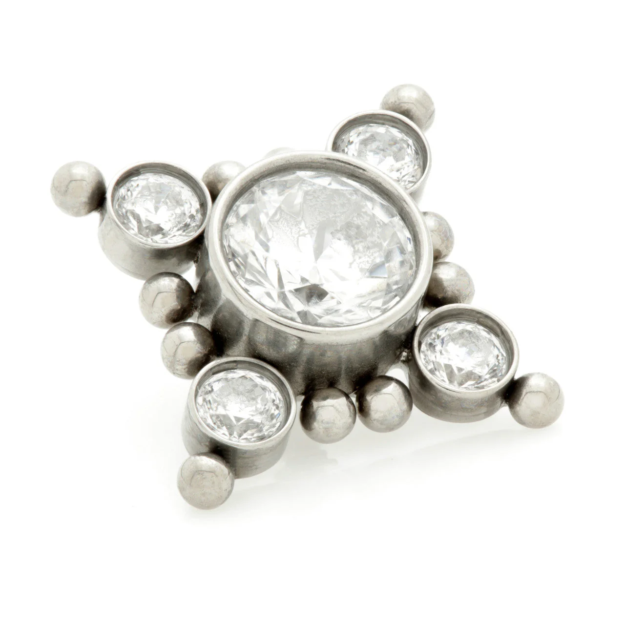 Ti Internal Jewelled Bezel Flower with 2 Beads Attachment (0.9mm thread)