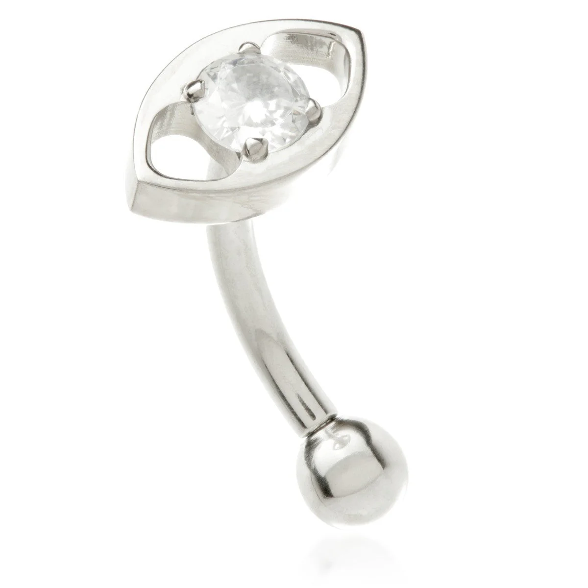 Ti Internal Jewelled Eye Shaped Rook/Eyebrow Bar
