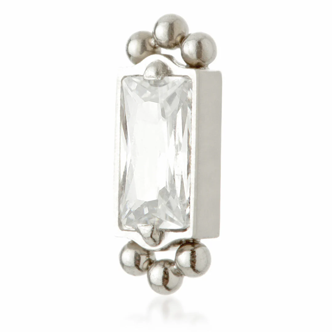 Ti Internal Jewelled Rectangle with Double Tri Beads Attachment (0.9mm thread)